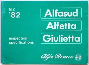 ALFASUD,ALFETTA,GIULIETTA Inspection specifications '1982