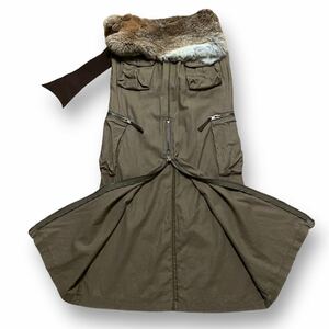 Rare 00s G.O.A Cargo Skirt Rabbit Fur Belt Goa ゴア カーゴ ファーロングスカート l.g.b ifsixwasnine kmrii share spirit Archive y2k 