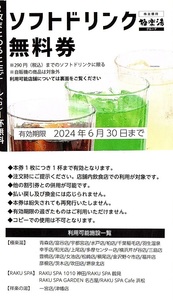 極楽湯　株主優待券　ドリンク券　4枚set　~4組迄　2024年6月末迄有効　2枚で生ビール中1杯交換可