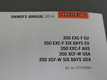 350 EXC-F EU USA XCF-W USA EXC-F SIX DAYS EU XCF-W SIX DAYS USA 2014 英語 KTM オーナーズマニュアル 取扱説明書 送料無料_画像2
