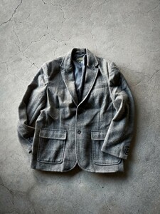 ネップツイード素材【美品】EDDIE BAUER 2B Tweed Jacket size-M エディーバウアー ツイードジャケット グレー ウィンドペン チェック柄