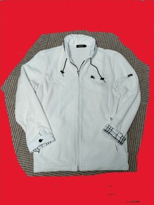美品 純白 BURBERRY BLACK LABEL バーバリー ブラックレーベル ホワイト フリース パーカー ジャケット サイズ２ バーバリーホース刺繍あり