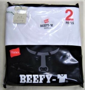 Hanes ヘインズ H5180-2 厚地 BEEFY ビーフィー 2枚セット Tシャツ 半袖 無地 丸首 クルーネック 白 L メンズ レディス