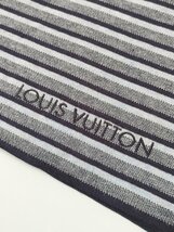 S2314●LOUIS VUITTON ルイヴィトン ボーダー柄 ストール マフラー シルク/コットン ダークネイビー系_画像3