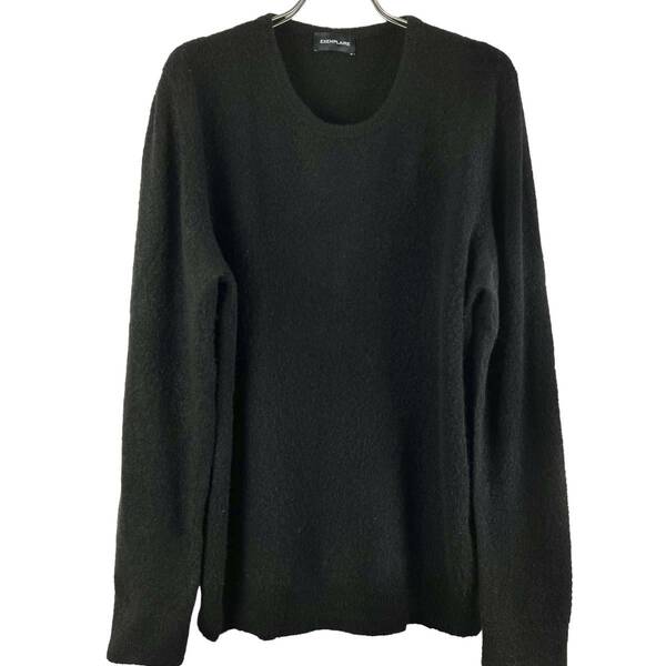 Exemplaire（エグゼンプレール）Cashmere Sole Silk Laine Wool Longsleeve Knit T Shirt (black)