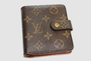 中古 LOUIS VUITTON コンパクトジップ モノグラム M61667 二つ折り財布 ラウンドファスナー レディース メンズ 財布 ルイヴィトン USED品