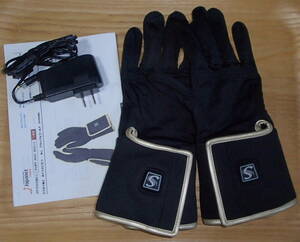 【クマガイ電工】防寒グローブ・ヒーター付きインナー手袋M-L約26cm　ブラック＆ゴールドSHG04ML