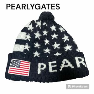 PEARLYGATES パーリーゲイツ　ニット帽 ネイビー ゴルフ　ゴルフウェア