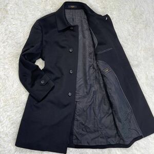 1円〜 未使用級 Svile row × 最高級生地 COLOMBO ピュアカシミヤ 100% 比翼 ロングコート ブラック 黒 ビジネス カジュアル セヴィルロウ 