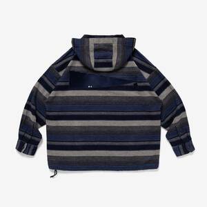 新品未使用 完売品 Size3 DESCENDANT MOLE HOODED STRIPE LS SHIRT 23AW 長袖シャツ ディセンダント 232TQDS-SHM04 NAVY 日本製 正規店購入