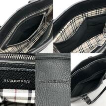 1円【極美品】BURBERRY バーバリー トートバッグ ビジネスバッグ メンズ ノバチェック オール レザー シボ革 本革 黒 ブラック A4 肩がけ_画像10