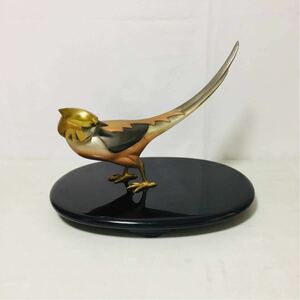 【アンティーク】 工芸家 彫刻家名工 米治一作 『金鶏鳥』 超名品 1013