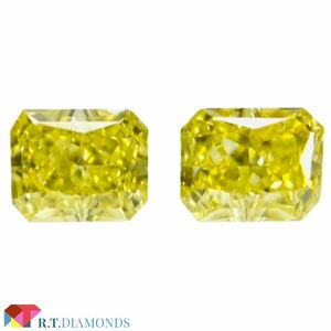 FANCY INTENSE YELLOW 0.122ct＆0.138ct/RAD/RT2390/CGL