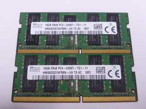 メモリ ノートパソコン用 1.20V SK hynix DDR4-2400 PC4-19200 16GBx2枚 合計32GB 起動確認済みです③