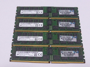 メモリ サーバーパソコン用 Micron PC4-19200T(DDR4-2400T)ECC Registered 32GBx4枚合計128GB 起動確認済です MTA36ASF4G72PZ-2G3B1RI①