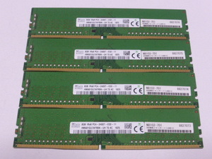 メモリ デスクトップパソコン用 SK hynix DDR4-2400 PC4-19200 ECC Unbuffered 8GBx4枚 合計32GB 起動確認済です HMA81GU7AFR8N-UH