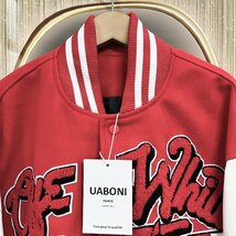 個性EU製＆定価7万◆UABONI*Paris*スタジャン*ユアボニ*パリ発◆高品質カシミヤ 保温 アメカジ 刺繍 ワッペン スポーティ OFF-WHITE M/46_画像4