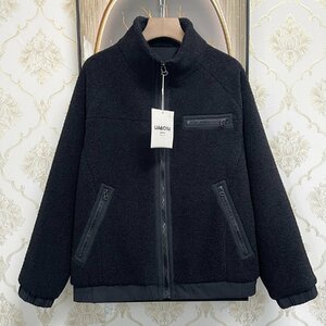 定番EU製＆定価7万◆UABONI*Paris*ボアジャケット*ユアボニ*パリ発◆上質ミンク/カシミヤ混 厚手 防寒 暖かい シンプル 秋冬 普段着 2XL/52