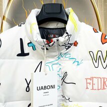 最高級EU製＆定価8万◆UABONI*Paris*ダウンベスト*ユアボニ*パリ発◆ダックダウン90％ 個性 肉厚 防寒 英字 総柄 トレンド 日常着 2XL/52_画像4