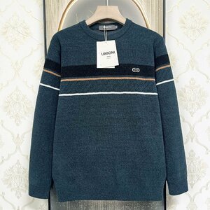 定番EU製＆定価5万◆UABONI*Paris*セーター*ユアボニ*パリ発◆カシミヤ ソフト 厚手 防寒 リブ編み 暖かい ニット 秋冬 L/48サイズ