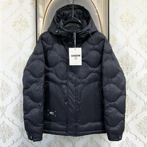 上品EU製&定価10万◆UABONI*Paris*ダウンジャケット*ユアボニ*パリ発◆ダックダウン90％ 暖かい 軽量 フード付き アウター 冬服 M/46サイズ