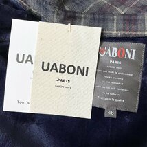 定番EU製＆定価5万◆UABONI*Paris*長袖シャツ*ユアボニ*パリ発◆コットン100％ 裏起毛 保温 チェック柄 トップス 定番 通勤 ビジネス M/46_画像9