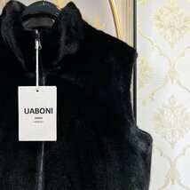 高級EU製＆定価8万◆UABONI*Paris*豪華ミンク/カシミヤ混・毛皮ファーベスト*ユアボニ*パリ発◆防寒 保温 ソフト ふわふわ 2面着 M/46_画像7