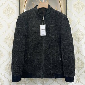 最高級EU製＆定価8万◆UABONI*Paris*ミンク/カシミヤ混・ジャケット*ユアボニ*パリ発◆厚手 防寒 裏起毛 ブルゾン 紳士 ビジネス 2XL/52