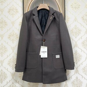 最高峰EU製＆定価7万◆UABONI*Paris*テーラードジャケット*ユアボニ*パリ発◆高品質カシミヤ 防寒防風 快適 スーツ ブレザー 通勤 L/48