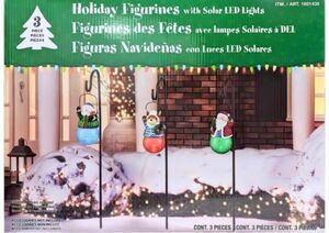 クリスマス ソーラー ライト 3パック LEDライト付き ホリデーフィギュア 屋外使用 高さ：約112cm 組み立て必要