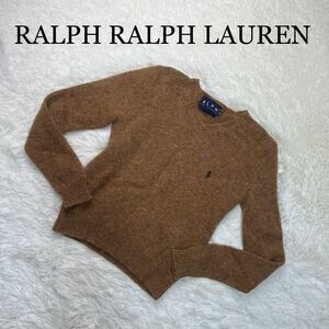 RALPH RALPH LAUREN ラルフローレン セーター ニット ブラウン系 ワンポイント ロゴ刺繍 M 長袖