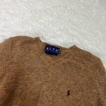 RALPH RALPH LAUREN ラルフローレン セーター ニット ブラウン系 ワンポイント ロゴ刺繍 M 長袖_画像3