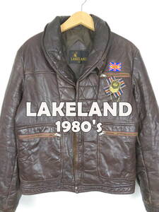 70s 80s LAKELAND ★ レザージャケット 42 ★ レイクランド 革ジャン ブラウン TALON タロンジップ レザーブルゾン UK イギリス ロッカーズ