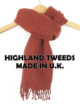 ハイランドツイード イギリス製 マフラー ブラウン ★ HIGHLAND TWEEDS UK製 フリンジ付き ウール メンズ レディース_画像1