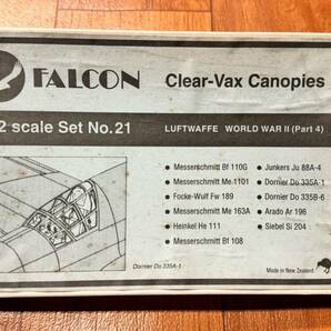 12120 1/72 Falcon 21 Luftwaffe World War II Part 4 Clear-Vax Canopies ファルコン 大戦期ドイツ空軍機 クリアキャノピーセット4 未組立の画像1