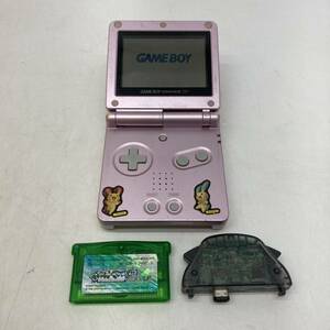 (22589)▲【1円～】ゲームボーイアドバンスSP 本体+ポケモン 1本+ワイヤレスアダプタ セット / ポケットモンスター エメラルド 現状品