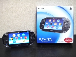 美品・送料無料 ★ PS Vita 有機EL 3G/Wi‐Fiモデル クリスタル・ブラック (初回限定版) (PCH-1100 AA01)