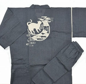 [ Edo ..] one point thing jinbei ... weave ... cotton 100%.. men's cat . month . gray 5L