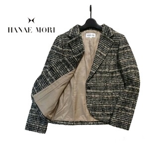 ■美品 HANAE MORI ハナエモリ ウール混 ラメツイードジャケット サイズ38