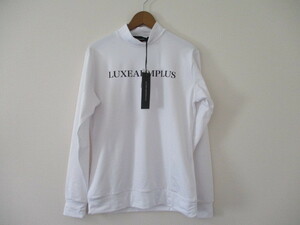 ☆LUXE AKM PLUS/リュクスエイケイエムプラス☆未使用 フロントロゴモックネックTシャツ ホワイト サイズ：M おしゃれ ゴルフ トレーニング