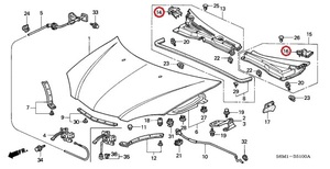 honda Genuine Parts Side Hood Hinge Cover DC5 acura RSX integra ホンダ インテグラ ボンネット ヒンジカバー左右