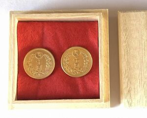  modern times money new 10 jpy gold coin Meiji 40 year 43 year 2 sheets tree boxed 