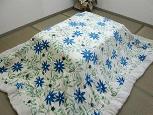 * half-price and downward!! regular price 8618 jpy! flannel * kotatsu light .. futon * rectangle 200×250.* hand oh .OK!! wonderful floral print / blue 