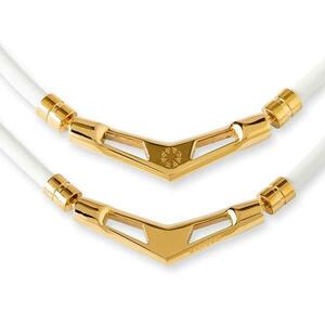 【新商品】BANDEL（バンデル）Healthcare Necklace　V1（ネックレスブイワン）正規品　White×Gold　Mサイズ（49㎝）新品　専用箱入