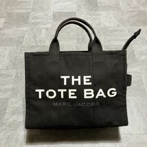 (G1) 1円 MARC JACOBS マークジェイコブス THE TOTE BAG トートバッグ キャンバス ブラック 2WAY ブラック デカロゴ_画像2