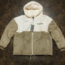 TT116 カンゴール KANGOL 新品 もこもこ フード付き 防風 ZIP フリースジャケット パーカー M オーバーサイズ ビッグシルエットタイプ_画像3