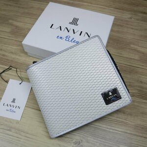 QQ754 ランバン オン ブルー 定価16500円 白 2つ折り財布 山羊革 新品 ゴートスキン ホワイト LANVIN en Bleu 593603