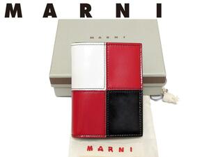 新品 MARNI マルニ ミニウォレット 二つ折り財布 コインケース カードケース カードホルダー レザー 長財布 小銭入れ レディース パテント