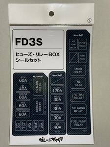 FD3S 1型オーナー必見！ ヒューズ・リレーBOXシールセット RX7 青カーボン調 ガレージヤマグチ ヒューズBOX リレーBOX ステッカー 送料込