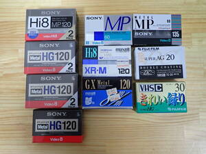 「512414/S2A」⑤まとめて13本 8ミリビデオカセットテープ SONY Hi8 MP120 HG120 metal Video8 MP135 VHSCビデオテープ AG20 XR-M120未開封